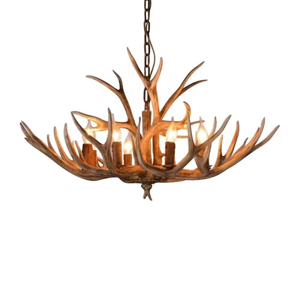 6 Antlers Resin Ljuskrona Lampa 220v E14 Glödlampa