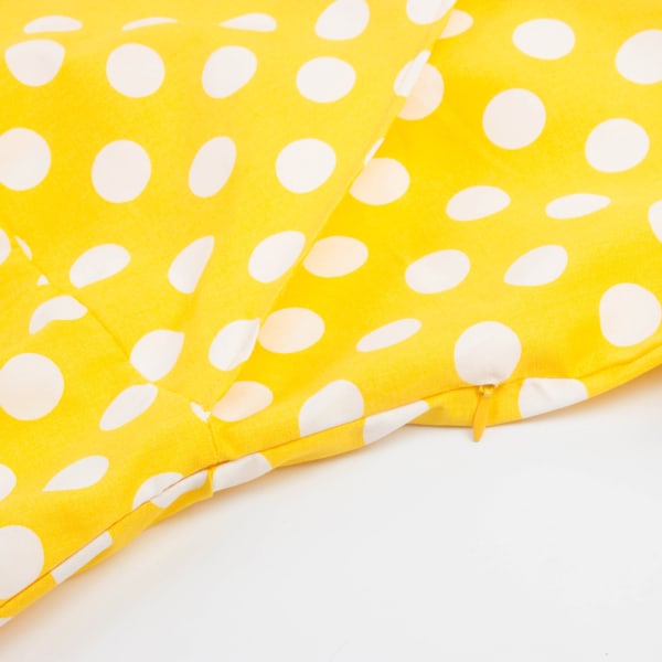 Vintage V-hals Bohemian Bubble Skirt Dot Big Peplum Kjole Yellow M