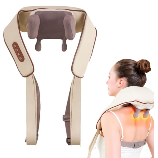 Nakkemassasjeapparat, nakke og skulder med varme, Shiatsu nakke- og ryggmassasjeapparat, dyp 5d eltingssimulert manuell massasje