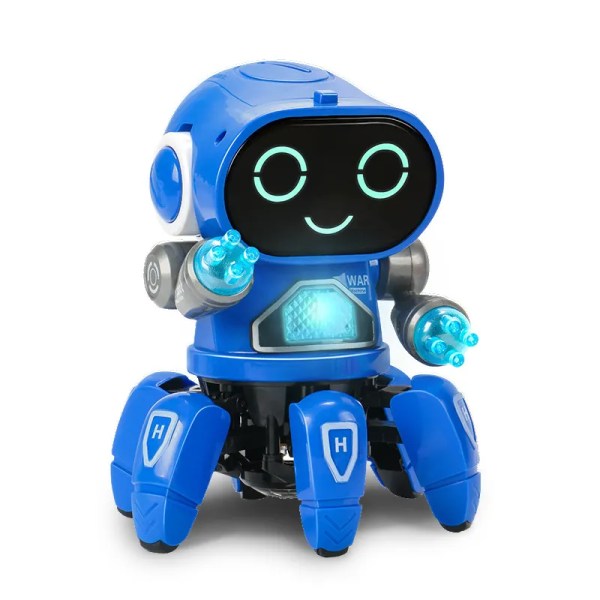Älykäs sähköinen kuusileukainen tanssiva kävelymusiikki Baby ja lasten robottilelu lasten kumppani Robotinsininen blue