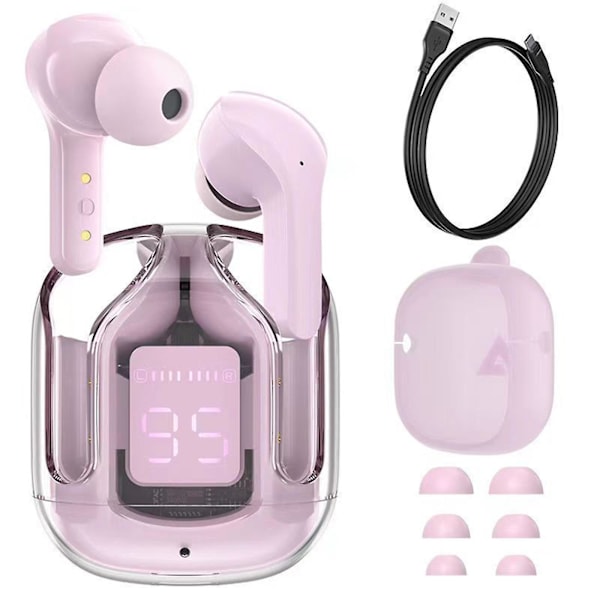 Tws-hörlurar Trådlösa Bluetooth 5.0-hörlurar Sportspelheadset Brusreducerande hörlurar med cover. Pink