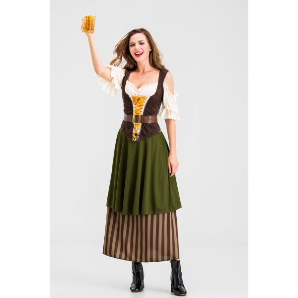 skjorta med korsett,kjol med överkjol, bälte, bartjejkläder,zigenarkläder,oktoberfestkläder-xl