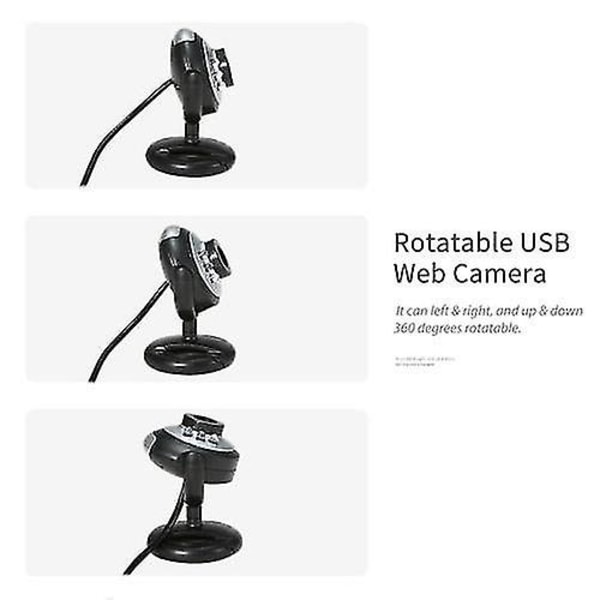640p-verkkokamera Live Streaming -verkkokamera mikrofonilla 360 astetta kääntyvä USB verkkokamera kannettavalle tietokoneelle