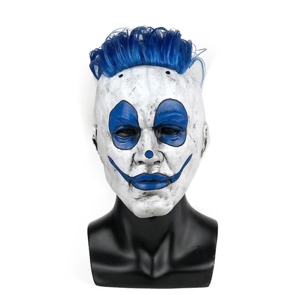 Funny Clown Latex Masks Cosplay Blue Hair Joker Full Face Hjelm BJ-1