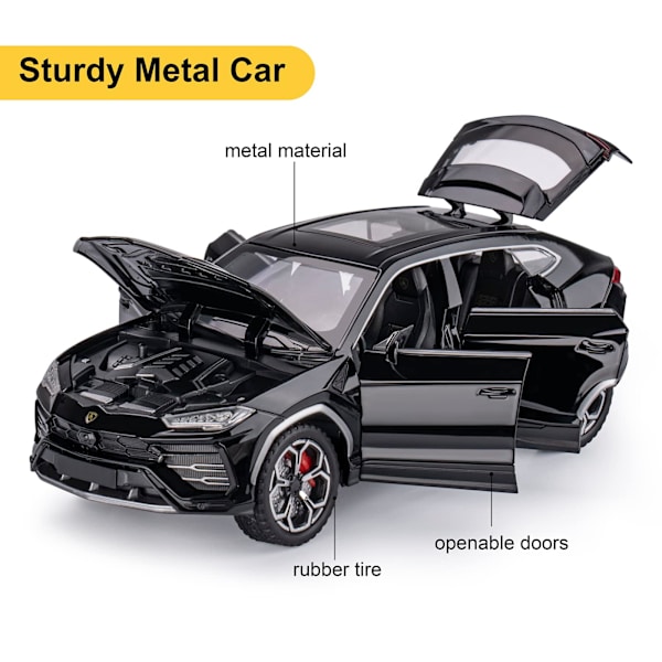 Leksaksbilar för pojkar Bil leksaker för 3 4 5 6 7 8 år gammal pojke Metallbilar för barn Diecast modellbilar med ljus och ljud Födelsedagspresenter (Vit, 1:25)