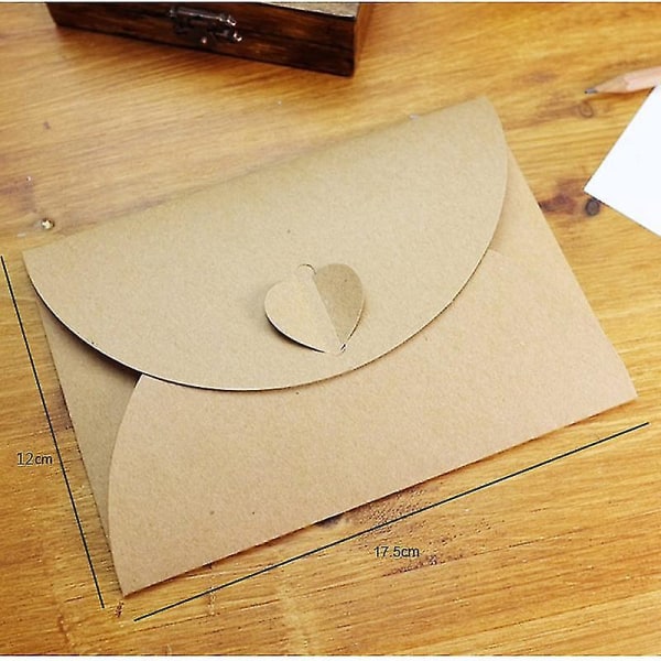 50 stk./parti håndlavet brun papirpose Mini konvolut hjerte Kraft vintage konvolutter retro