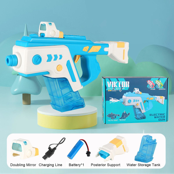 Elektriske vannpistoler for barn i alderen 4-8 år, vannblåsere, fullautomatisk vannleketøy, med høyt trykk blue white
