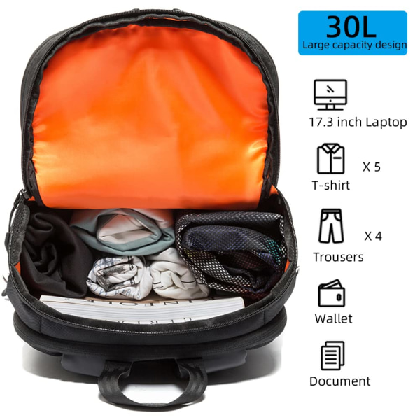Vattentät reseryggsäck för män, Slim Fit Casual 15,6" laptopryggsäck