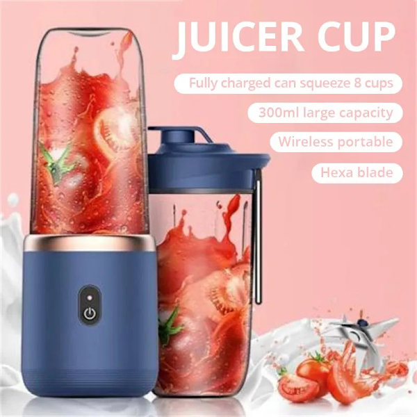 Bærbar lille elektrisk juicer i rustfrit stål, knivjuicer, kopjuicer, frugt, automatisk smoothieblender, køkkenredskab Pink juicer   Sports Cup
