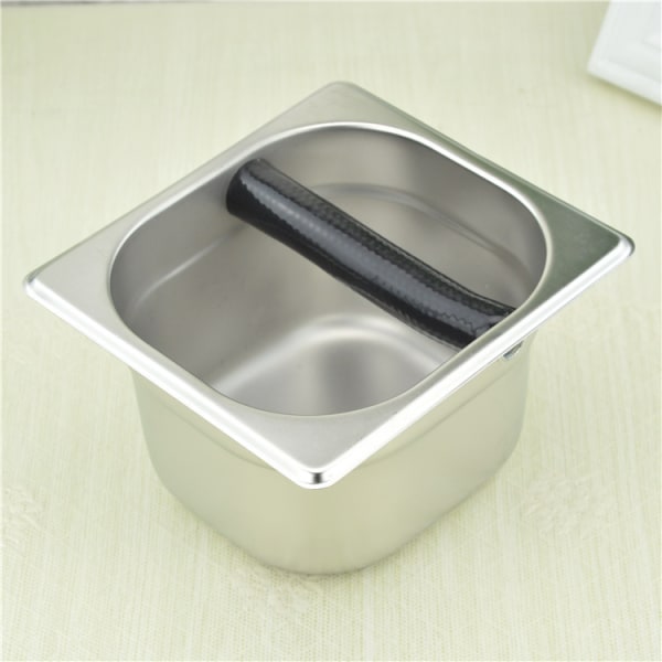 Rustfrit stål Kaffe Knock Box, Espresso affaldsbeholder, Indbygget beholder 17,5*16*15cm