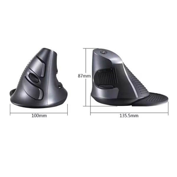 Trådløs lodret mus Ergonomisk mus med 3 justerbare Dpi (800-1200-1600 Dpi) 6 knapper