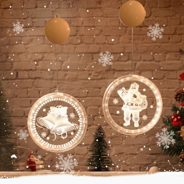 Juldekorationer för fönster, 2,6 m LED-juldekorationer för fönster, batteridrivna för utomhus- och inomhusfönster, julgran 3PCS