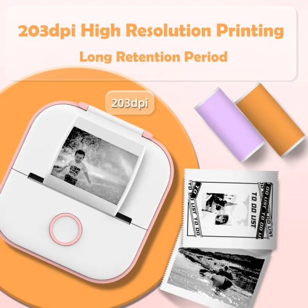 Mini Portable Sticker Printer with 3 Rolls Paper, Bluetooth Photo Picture Printer for Children GREEN