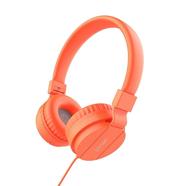 Justerbar og sammenklappelig 3,5 mm jacks kablet hovedtelefon til børn, børns stereo kablet headset til smartphone og computere orange