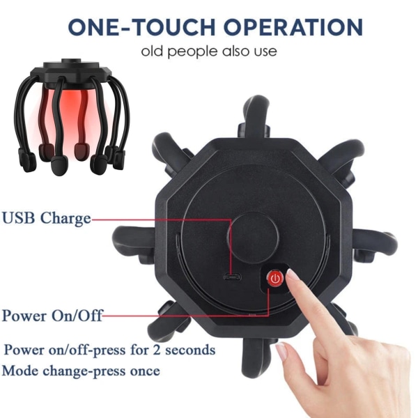 Ultra Scalp Massager, med 3 lägen, sladdlös bärbar 360-graders Scalp Massager för att koppla av i huvudet