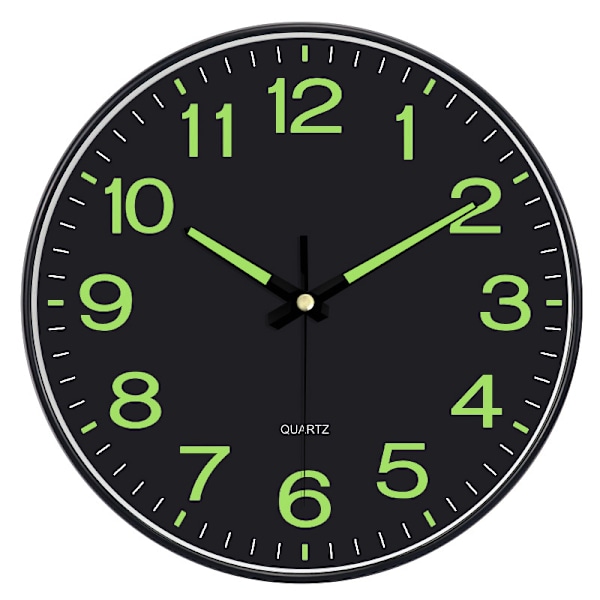 12 tommers Glow in The Dark Veggklokker Batteridrevet Nattlys Store veggklokker Silent Clock silver