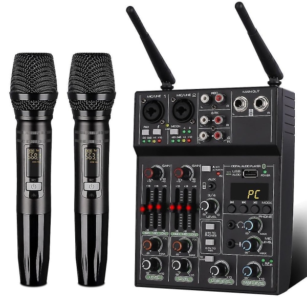 4 Channel Audio Mixer Ammattimainen UHF langaton mikrofonijärjestelmä
