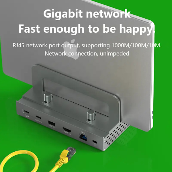 11 i 1 dockningsstation RJ45 nätverksport typ C USB 3.0 HUB Adapter HDTV dockning