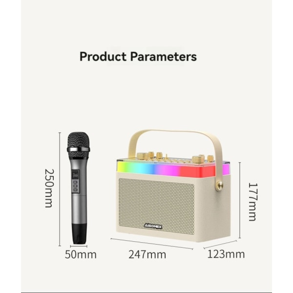 Karaoke-maskin med DSP-lydkortbehandlingssystem med innebygde 2 * 20w full-range lydhøyttalere. For strømming/podcasting/spilling/YouTube/PC