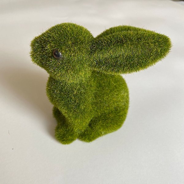 Bunny Easter Moss Kanin Dekoration Kunstig flokket græstørv Statue Figurer Dyrepynt Grøn