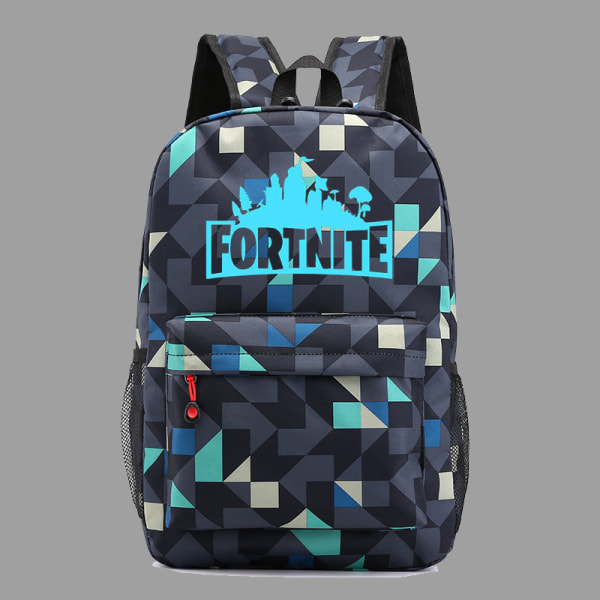 Fortnite Luminous School Bag Pojkar och Flickor Student Ryggsäck Rhombus Blue