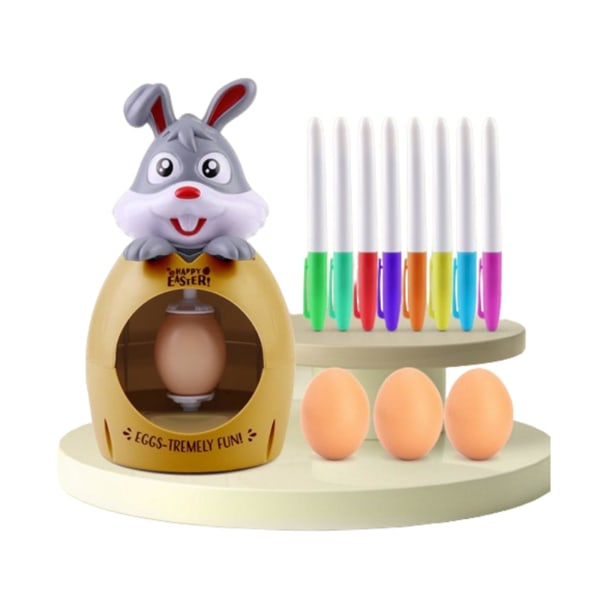 Påskeæg dekorationssæt Bunny Spinner Egg Decorating Machine Easter Legetøj Grå kaniner