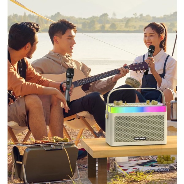 Karaokemaskine med DSP-lydkortbehandlingssystem med indbygget 2 * 20w lydhøjttalere i fuld rækkevidde. til streaming/podcasting/gaming/YouTube/pc