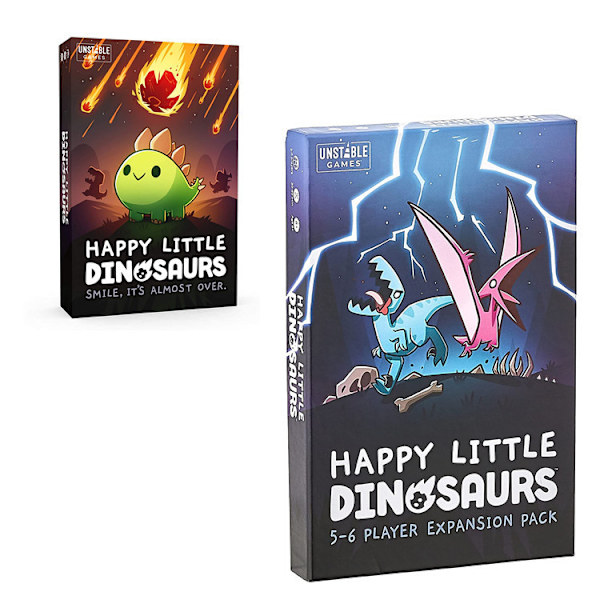 Happy Little Dinosaurs Spil - Konkurrencedygtig Sabotage Sjovt Kortspil Til Børn, Teenagere, Voksne - 2-4 Spillere, Håndstyring Base Game&Expansion: 5-6 Player