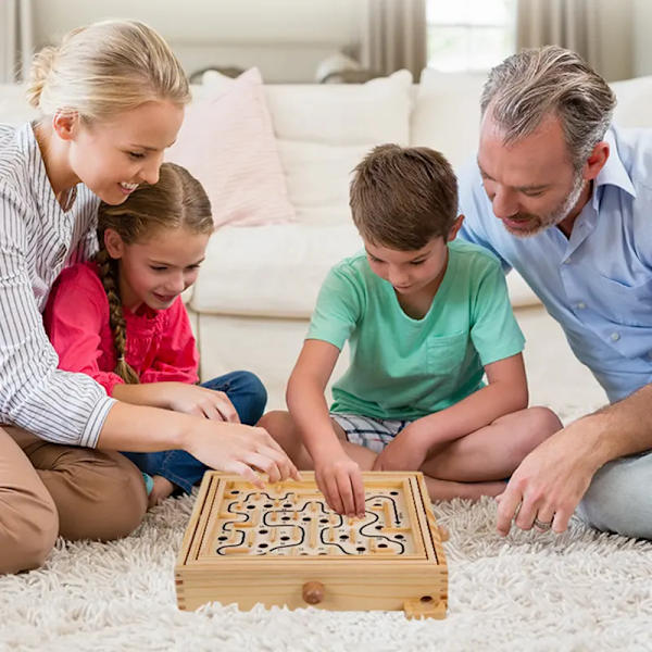 Træ Labyrint Bord Labyrint/Balance Board Bord Labyrint Solitaire spil til børn og voksne små