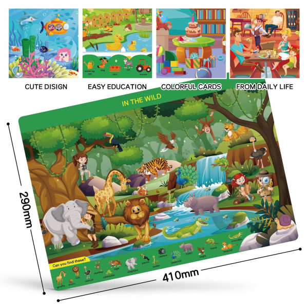 Montessori Sök och hitta bok för småbarn, förskoleinlärningsaktiviteter, sensoriska leksaker