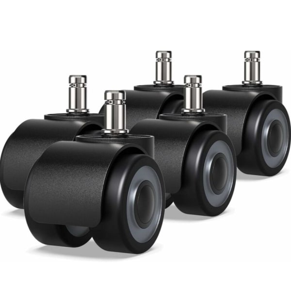 5-pack kontorsstol Hjulhjul 11 ​​x 22 mm Dubbelhjulsdesign repar inte golvet Diameter: 50 mm