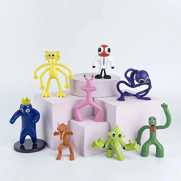 8 stk Rainbow Friends samlefigursett, actionfigurer, Rainbow Friends festutstyr, kaketopper, 3,5 tommer