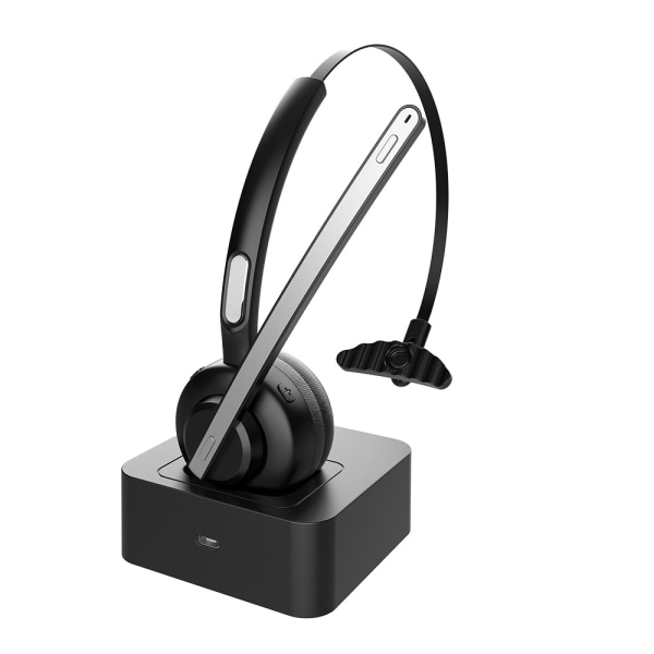 Trådlöst 5.3-headset med mikrofon, flip-to-mute-mikrofon, mobilheadset på örat med laddningsbas black