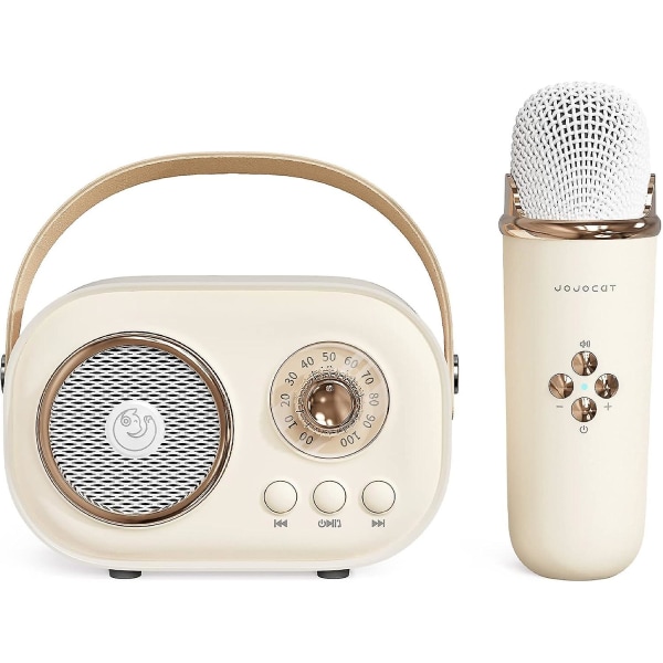 Mini karaokemaskine, karaokemaskine til børn og voksne, sød karaoke med mikrofonsæt, bærbar Bluetooth-højttaler med mikrofon, retro håndholdt Yellow