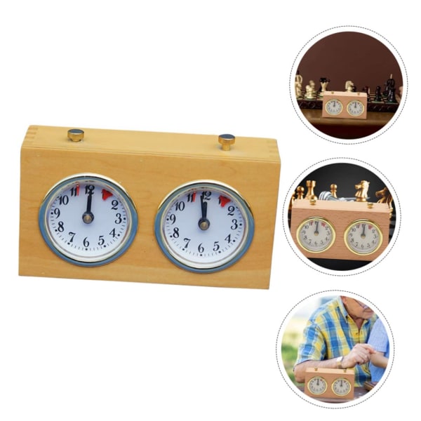 Retro analog schackklocka - Timer för upprullning av mekanisk schackklocka med stora lättlästa rattar wooden