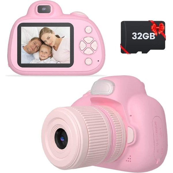 Børnekamera, legetøj til 3-8-årige piger drenge, 2,4 tommer Ips-skærm, led flash, 32 g SD-kort medfølger