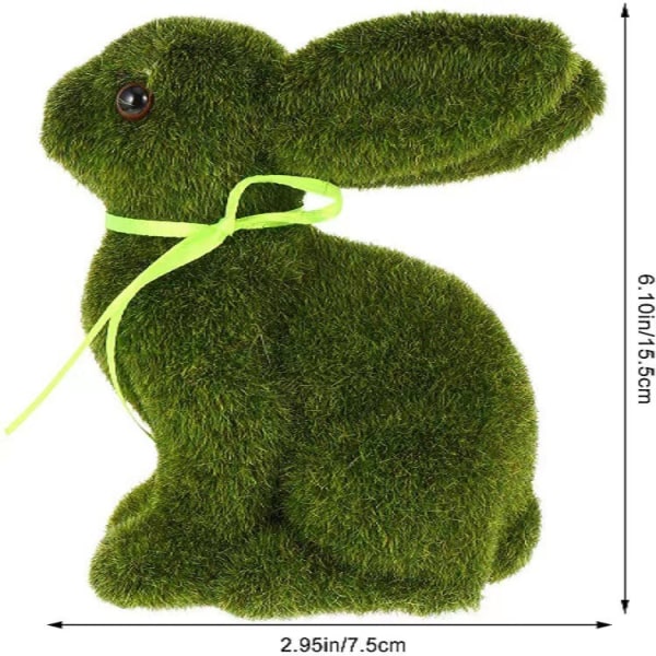 Bunny Easter Moss Kanin Dekoration Kunstig flokket græstørv Statue Figurer Dyrepynt Grøn