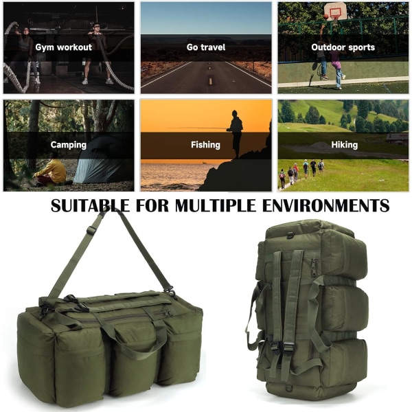 Sportsgymnastikrygsæk Stor rejsetaske til mænd Cabriolet multifunktionel rygsæk til campingrejser med gå-håndtaske（Jungle-camouflage）
