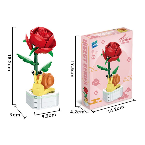 Blomsterbyggesæt, Blomsterbyggelegetøj, Byggeklodser Blomstermursten Legetøj Kreativt Projekt til Hjemmeværelse Indretning Jul Fødselsdag B