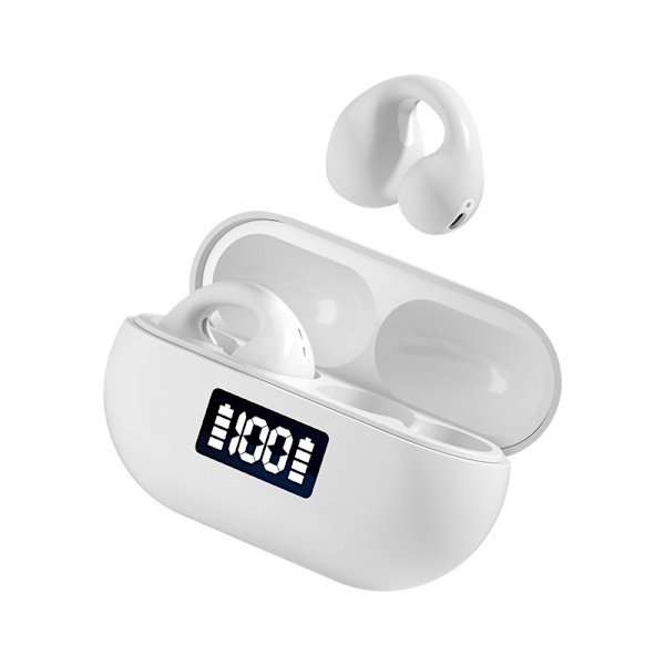 Smarta trådlösa Bluetooth hörlurar med öppen brusreducering med trådlös laddningsbox och digital display Sport Bluetooth hörlurar (vita)