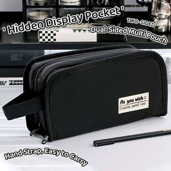 Pencil Case with Large Capacity, Double Layer with 5 Compartments, Multifunctional Student Case for School Purple