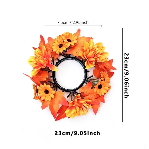 Decorative Maple Leaf Candle Ring – Autumn Pillar Candle Decor, Style 3 Style 3