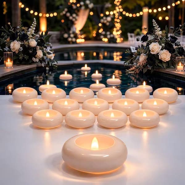 16/24/50-pack LED Floating Lights, Waterproof with Flickering Warm White Flame for Pool, Wedding, Bath, and Spa 50pcs
