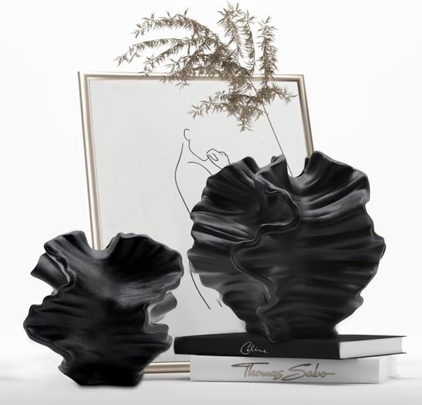Nordiske Keramikvaser 2-pak - Boho Minimalistisk A+B Sort Black A+B