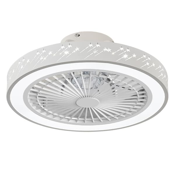 Bladeless Ceiling Fan 46 cm White with LED Lighting, Dimmable Ceiling Fan with Remote Control for Home White