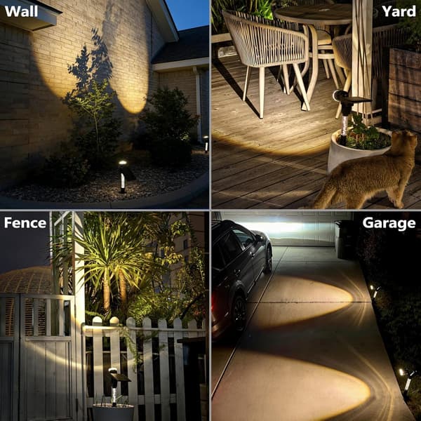 Solcelle-spotlights 4-pak vandtætte - 3000K Auto-On til havegangsfacade 4pcs