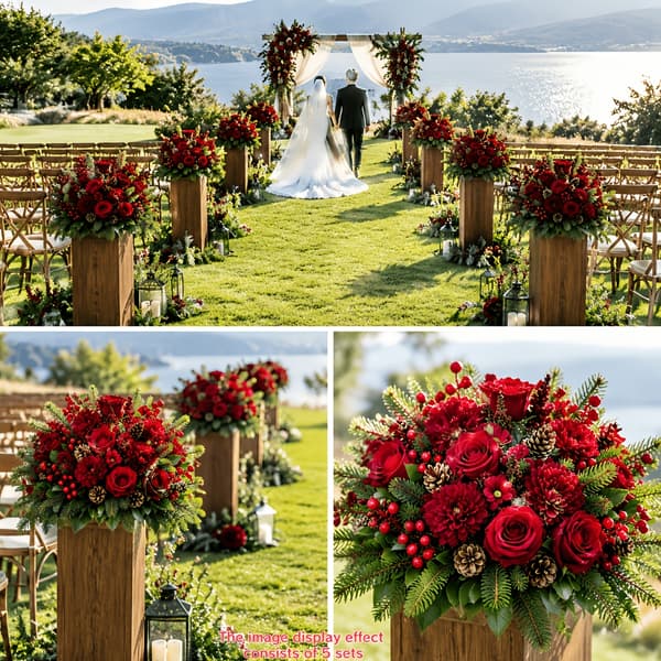 Artificial Christmas Flowers 13 pcs – Mixed Bouquet, Table Decor