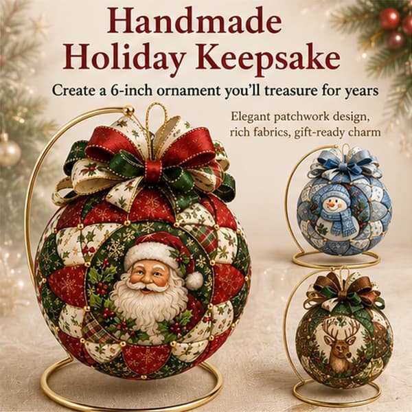 Christmas Tree Ornament DIY Kit, Handmade Patchwork with Fabric, Creative Sewing Project and Christmas Decoration for Beginners Snowman