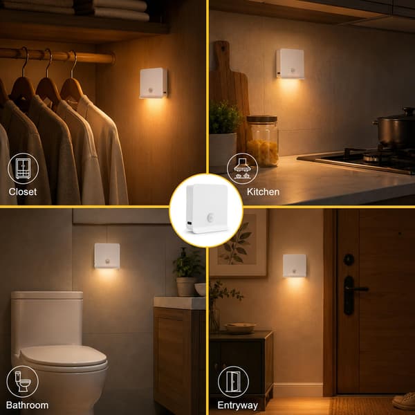 2-pak genopladelig bevægelsessensor natlampe - 3000K magnetisk trådløs 2 PCS