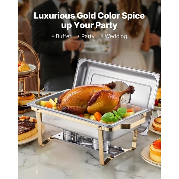 4-pak 8Qt Buffet Chafer - Rektangulær madvarmer i rustfrit stål til cateringarrangementer 4 pcs